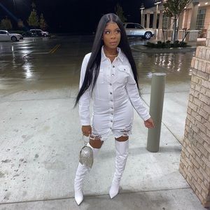 White Button Down Jean Dress🤍